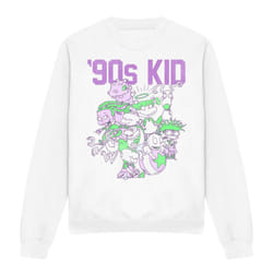 Nickelodeon Unisex Adult 90s Kid Sweatshirt - XXL, White