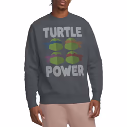 Teenage Mutant Ninja Turtles Unisex Adult Turtle Power Faces Sweatshirt - M, Charcoal