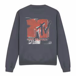 MTV Unisex Adult Washed Out Logo Sweatshirt - XL, Charcoal