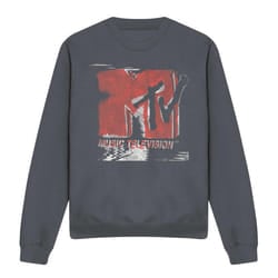 MTV Unisex Adult Washed Out Logo Sweatshirt - XL, Charcoal