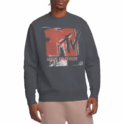 MTV Unisex Adult Washed Out Logo Sweatshirt - XL, Charcoal