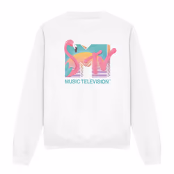 MTV Unisex Adult Flamingo Logo Sweatshirt - XL, White