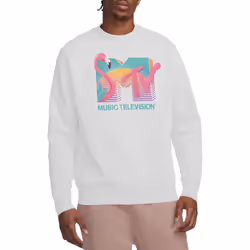 MTV Unisex Adult Flamingo Logo Sweatshirt - XL, White