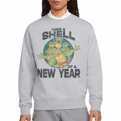 Teenage Mutant Ninja Turtles Unisex Adult Shell Of A New Year Sweatshirt - S, Sport Heather