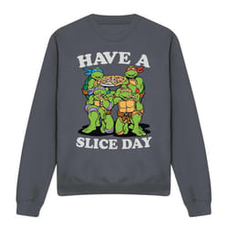 Teenage Mutant Ninja Turtles Unisex Adult Have A Slice Day Sweatshirt - L, Charcoal