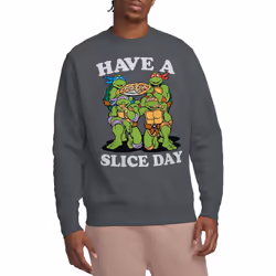 Teenage Mutant Ninja Turtles Unisex Adult Have A Slice Day Sweatshirt - L, Charcoal