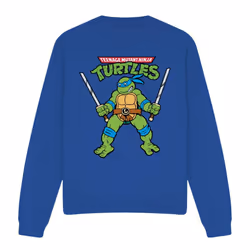 Teenage Mutant Ninja Turtles Unisex Adult Leonardo Retro Sweatshirt - S, Royal Blue