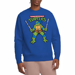 Teenage Mutant Ninja Turtles Unisex Adult Leonardo Retro Sweatshirt - S, Royal Blue