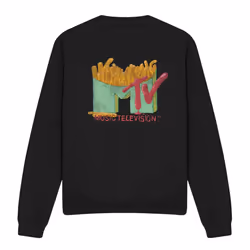 MTV Unisex Adult Fries Sweatshirt - S, Black