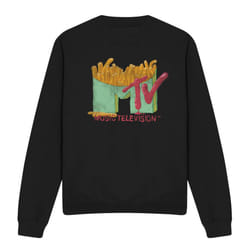 MTV Unisex Adult Fries Sweatshirt - S, Black