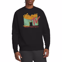 MTV Unisex Adult Fries Sweatshirt - S, Black