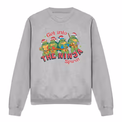 Teenage Mutant Ninja Turtles Unisex Adult The Ninja Christmas Spirit Sweatshirt - L, Sport Heather