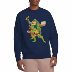 Teenage Mutant Ninja Turtles Unisex Adult Pizza Party Sweatshirt - S, Navy
