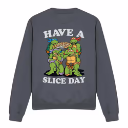 Teenage Mutant Ninja Turtles Unisex Adult Have A Slice Day Sweatshirt - M, Charcoal
