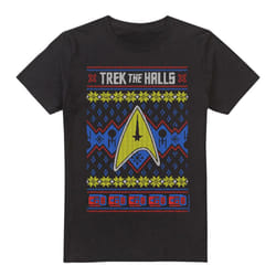 Star Trek Mens Trek the Halls Ugly Christmas T-Shirt - L, Black