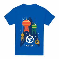 Star Trek Mens Spaceship Bauble Christmas T-Shirt - S, Royal Blue
