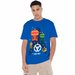 Star Trek Mens Spaceship Bauble Christmas T-Shirt - S, Royal Blue