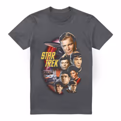 Star Trek Mens Classic Crew T-Shirt - 3XL, Charcoal