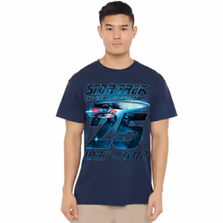 Star Trek Mens Enterprise 25 T-Shirt - L, Navy