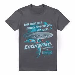 Star Trek Mens Never Forget T-Shirt - XXL, Charcoal