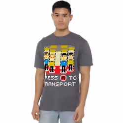 Star Trek Mens Press A to Transport T-Shirt - 3XL, Charcoal