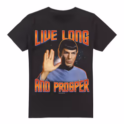 Star Trek Mens Original Live Long and Prosper T-Shirt - 5XL, Black