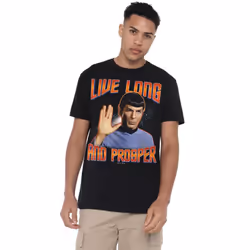 Star Trek Mens Original Live Long and Prosper T-Shirt - 5XL, Black