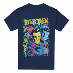 Star Trek Mens Classic Crew Illustrated T-Shirt - M, Navy