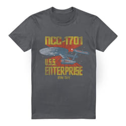 Star Trek Mens NCC-1701 T-Shirt - 3XL, Charcoal