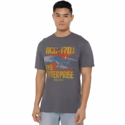 Star Trek Mens NCC-1701 T-Shirt - 3XL, Charcoal