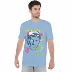 Star Trek Mens Spock Japanese T-Shirt - S, Light Blue