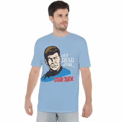 Star Trek Mens He's Dead Jim T-Shirt - L, Light Blue