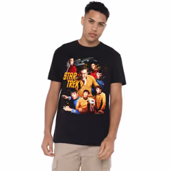 Star Trek Mens At the Controls T-Shirt - L, Black