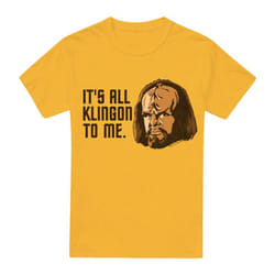 Star Trek Mens All Klingon T-Shirt - M, Gold