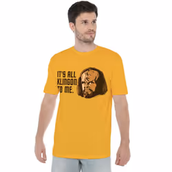 Star Trek Mens All Klingon T-Shirt - M, Gold