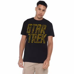 Star Trek Mens Distressed Logo T-Shirt - XXL, Black