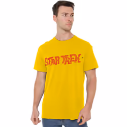 Star Trek Mens Distressed Comic Logo T-Shirt - XXL, Yellow