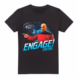 Star Trek Mens Engage T-Shirt - XXL, Black