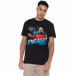 Star Trek Mens Engage T-Shirt - XXL, Black