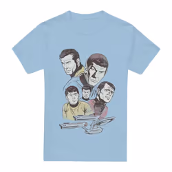Star Trek Mens Retro Crew T-Shirt - S, Light Blue