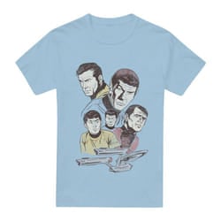 Star Trek Mens Retro Crew T-Shirt - 3XL, Light Blue