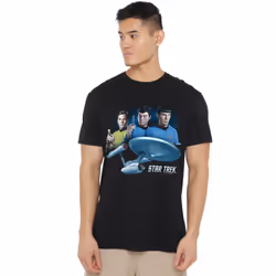 Star Trek Mens Main Three T-Shirt - M, Black
