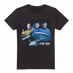 Star Trek Mens Main Three T-Shirt - 4XL, Black