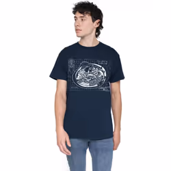 Star Trek Mens Bridge Print T-Shirt - L, Navy