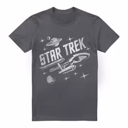 Star Trek Mens Through Space T-Shirt - 4XL, Charcoal