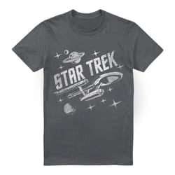 Star Trek Mens Through Space T-Shirt - 4XL, Charcoal
