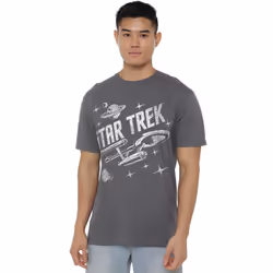 Star Trek Mens Through Space T-Shirt - 4XL, Charcoal