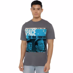 Star Trek Mens Final Frontier Cover T-Shirt - XL, Charcoal