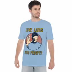 Star Trek Mens Long Life T-Shirt - M, Light Blue