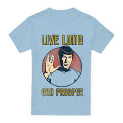 Star Trek Mens Long Life T-Shirt - L, Light Blue